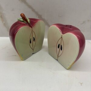 Vintage Ceramic Apple Halves Salt & Pepper Shakers